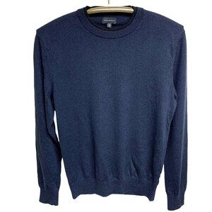 Club Monaco Marine Blue Black Merino Wool Double Collar Slim Fit Sweater‎